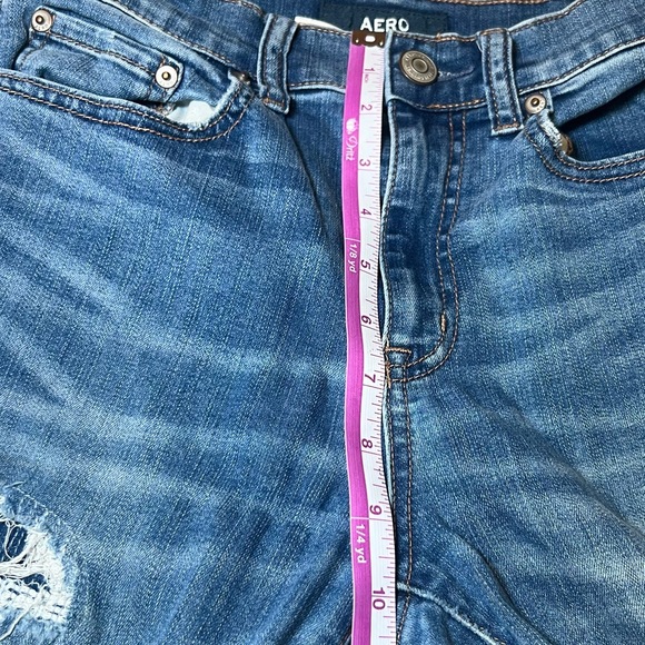 Aero Blue Jeans Womens 6 High Rise Distressed Ripped Edgy Stretch Modern Classic - Picture 15 of 16